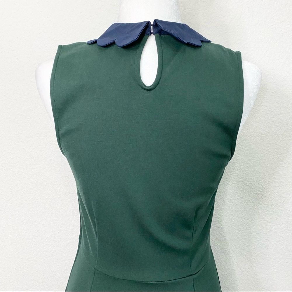 Modcloth Green All Polished Up Fit & Flare Peter Pan Collar Ponte Knit Dress M - Picture 6 of 8